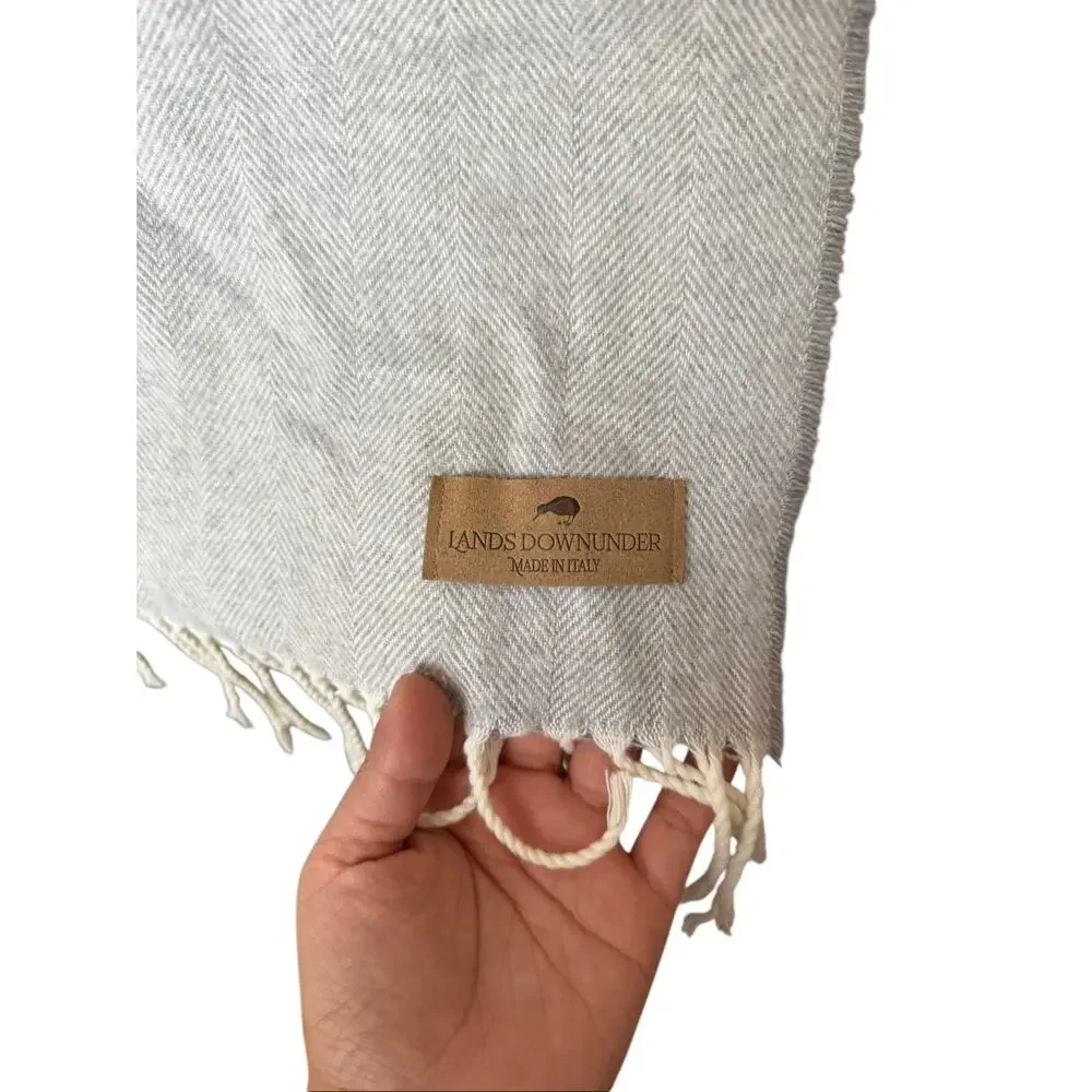 Lands Downunder Italian Herringbone Throw Blanket Gray Soft & Cozy 60x56 Inches